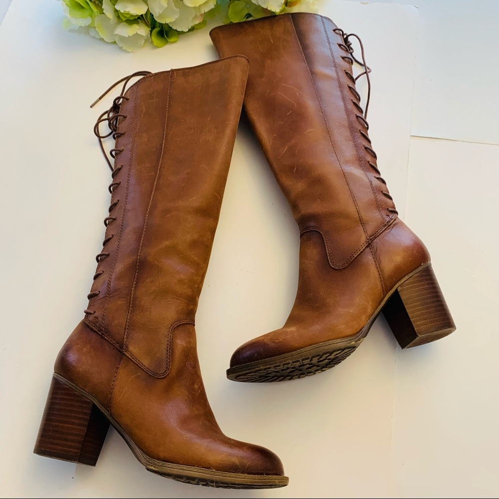 Sofft Brown leather lace up riding boots 6M